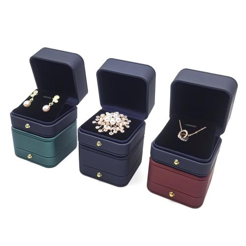 cuir PU Multifonctionnel Boîte à bijoux, avec velours de coton, styles différents pour le choix, Vendu par PC