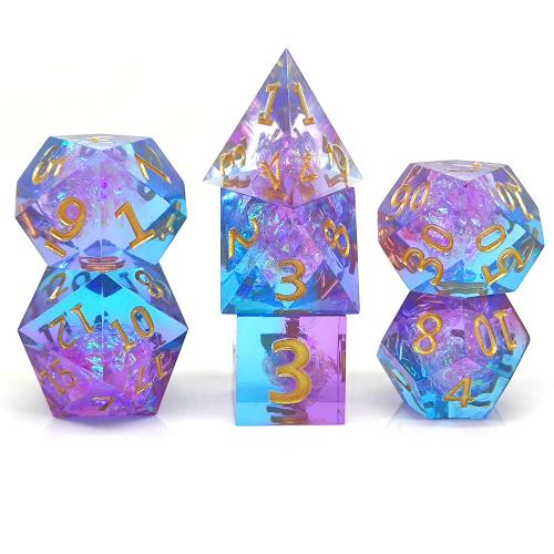 résine Dé, 7 pièces & unisexe, rose, dice length 16-25mm, Vendu par fixé