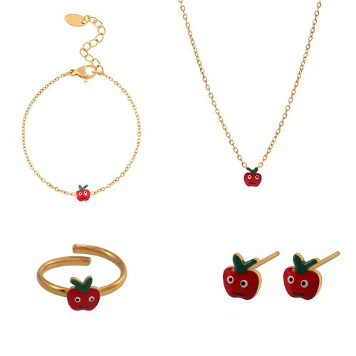 Ensembles de bijoux en acier inoxydable émaillé, Acier inoxydable 304, Placage, Fille & styles différents pour le choix, doré, Vendu par PC