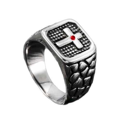 304 Edelstahl Fingerring, plattiert, verschiedene Größen vorhanden & für den Menschen & mit Strass, originale Farbe, verkauft von PC