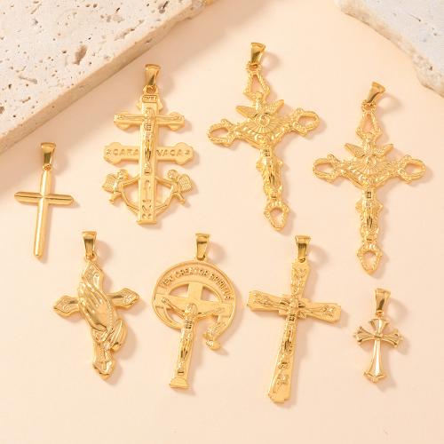 pendentifs En acier inoxydable de Croix , Acier inoxydable 304, Plaqué or 18K, DIY & styles différents pour le choix, Vendu par PC