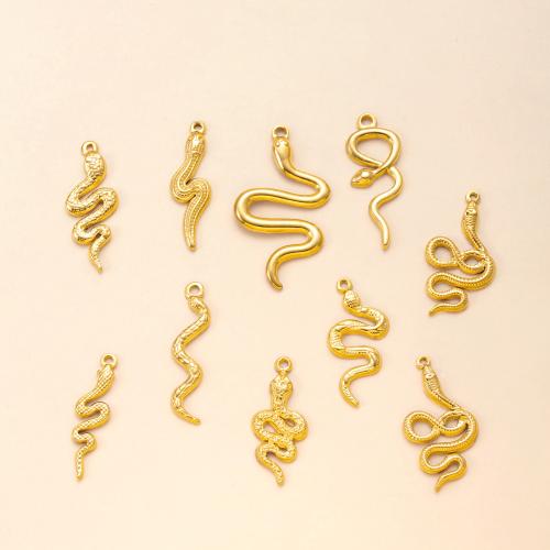 Pendentifs d'animaux en acier inoxydable , Acier inoxydable 304, serpent, Placage, DIY & styles différents pour le choix, doré, Vendu par PC