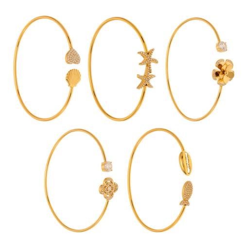Acier inoxydable 304 bracelet manchette, Placage, styles différents pour le choix & pavé de micro zircon & pour femme, plus de couleurs à choisir, Vendu par PC