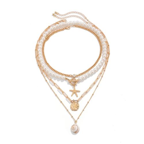 alliage de zinc collier, avec Seedbead & chaîne en laiton & chaîne de fer & argile de polymère & coquille & perle de plastique, Placage, bijoux de mode & styles différents pour le choix & pour femme & émail, plus de couleurs à choisir, Vendu par PC