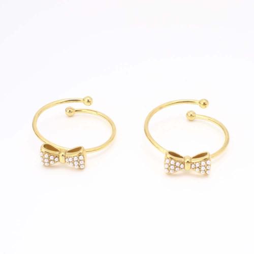 Edelstahl Fingerring, 304 Edelstahl, mit Kunststoff Perlen, Modeschmuck & für Frau, goldfarben, Innendurchmesser:ca. 18mm, verkauft von PC