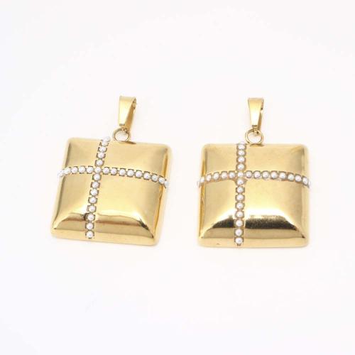 Acier inoxydable 304 Pendentif, avec perle de plastique, DIY, doré, Vendu par PC