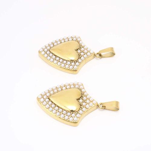 Acier inoxydable 304 Pendentif, avec perle de plastique, DIY, doré, Vendu par PC