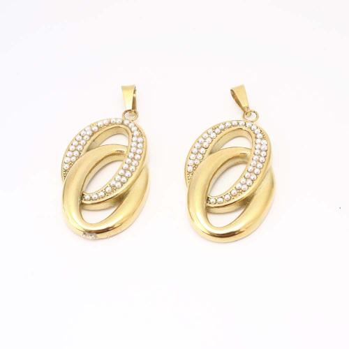 Acier inoxydable 304 Pendentif, avec perle de plastique, DIY, doré, Vendu par PC