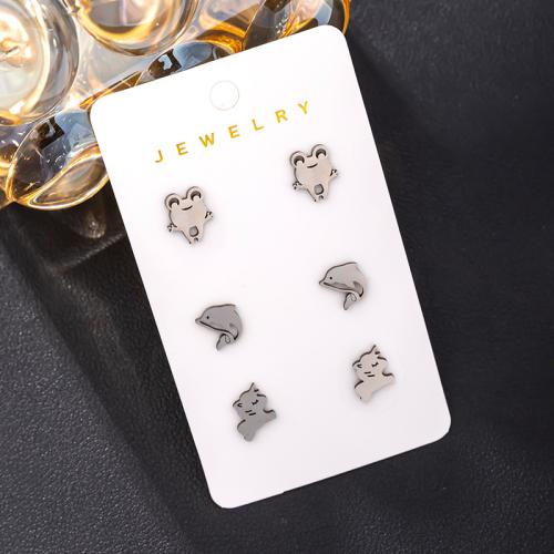 Boucle en acier inoxydable, Acier inoxydable 304, Placage de couleur argentée, bijoux de mode & styles différents pour le choix, argent, 6/paire, Vendu par paire[