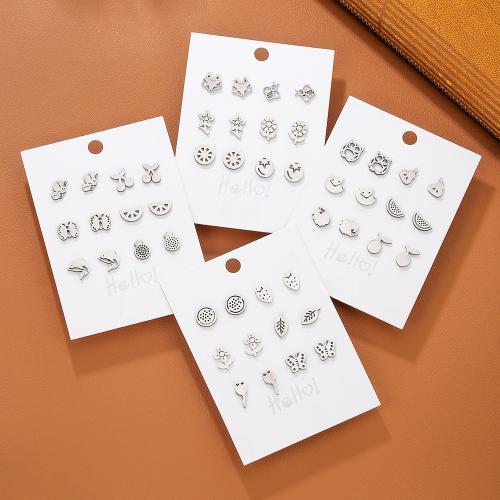 Boucle en acier inoxydable, Acier inoxydable 304, Placage de couleur argentée, bijoux de mode & styles différents pour le choix, argent, 6/paire, Vendu par paire[