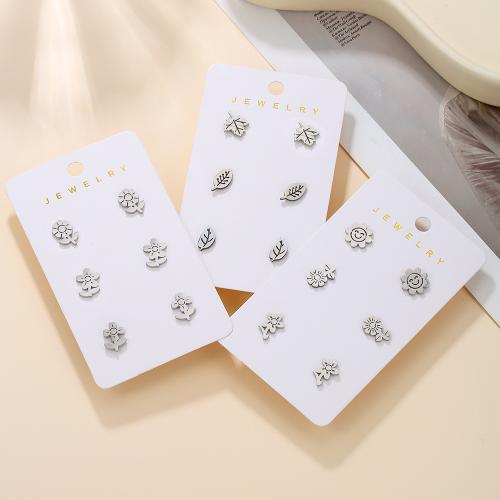 Boucle en acier inoxydable, Acier inoxydable 304, Placage de couleur argentée, bijoux de mode & styles différents pour le choix, plus de couleurs à choisir, 3/paire, Vendu par paire[