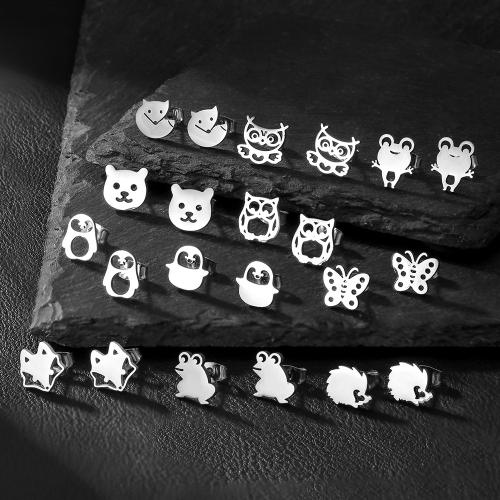 Boucle en acier inoxydable, Acier inoxydable 304, Placage de couleur argentée, bijoux de mode & styles différents pour le choix, plus de couleurs à choisir, Vendu par paire