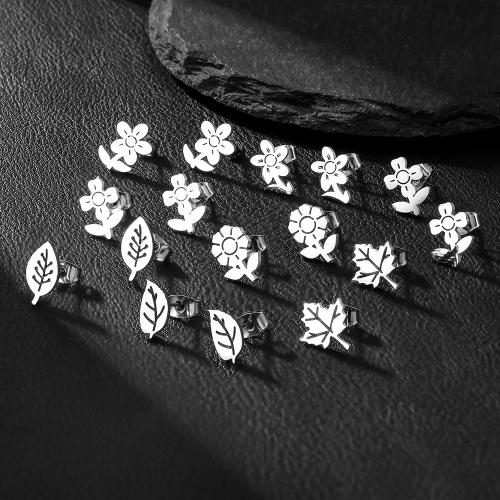 Boucle en acier inoxydable, Acier inoxydable 304, Placage de couleur argentée, bijoux de mode & styles différents pour le choix, plus de couleurs à choisir, Vendu par paire[