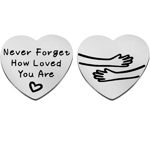 304 Stainless Steel Commemorative Coin, Heart, DIY  original color 