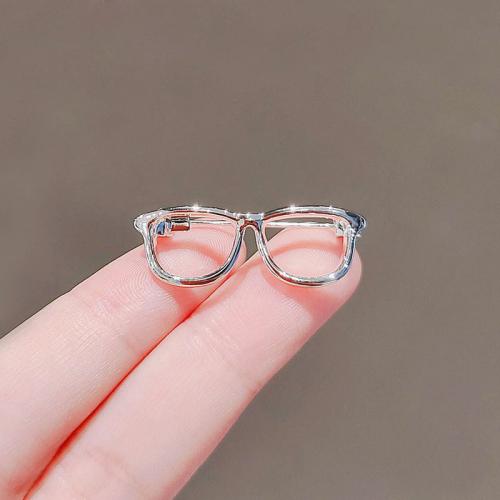 Zinc Alloy Brooch, Glasses, silver color plated, for woman & hollow 