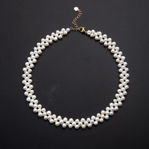 Perlas cultivadas de agua dulce collar, Joyería, Blanco, 3.5x11mm, Vendido por UD[