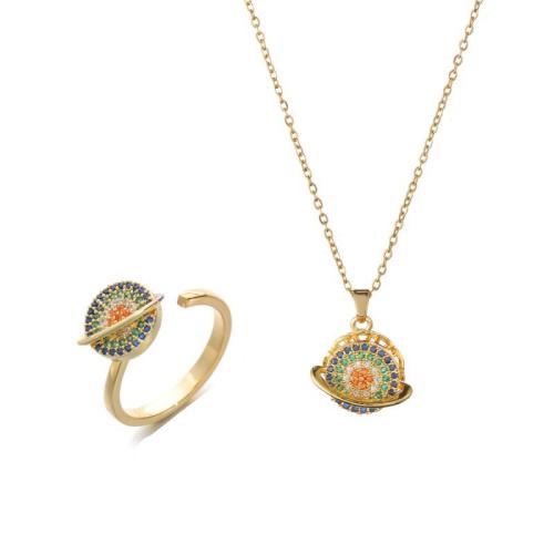 Messing Mode Schmuckset, goldfarben plattiert, verschiedene Stile für Wahl & für Frau & mit Strass, farbenfroh, verkauft von PC