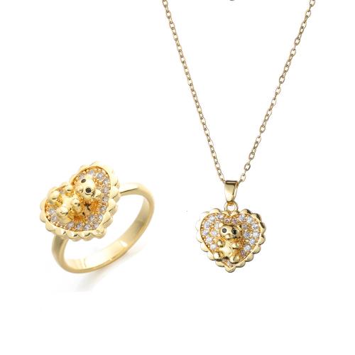 Messing Mode Schmuckset, drehbare & verschiedene Stile für Wahl & Micro pave Zirkonia & für Frau, goldfarben, verkauft von PC[