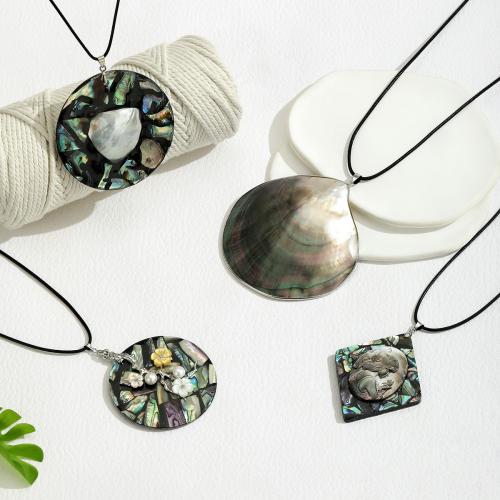 Abalone Shell Necklace, with Wax Cord, fashion jewelry & for woman 