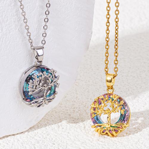 Acier inoxydable 304 collier, avec verre & laiton, avec 5cm chaînes de rallonge, Placage, bijoux de mode & pour femme & creux, plus de couleurs à choisir .4cm cm, Vendu par PC[