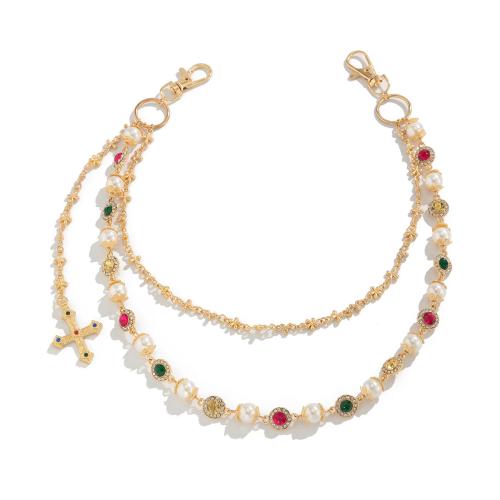 Zinklegierung Taillenkette, mit Acryl Strass & Kunststoff Perlen, Doppelschicht & verschiedene Stile für Wahl & für Frau, keine, verkauft von PC