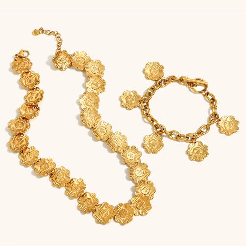 Acier inoxydable 304 parure de bijoux, Plaqué or 18K, bijoux de mode & styles différents pour le choix & pour femme, Vendu par PC