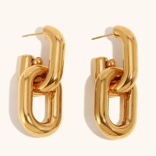 Acier inoxydable 304 Boucle d'oreille goutte, Plaqué or 18K, bijoux de mode & pour femme & creux, Vendu par paire