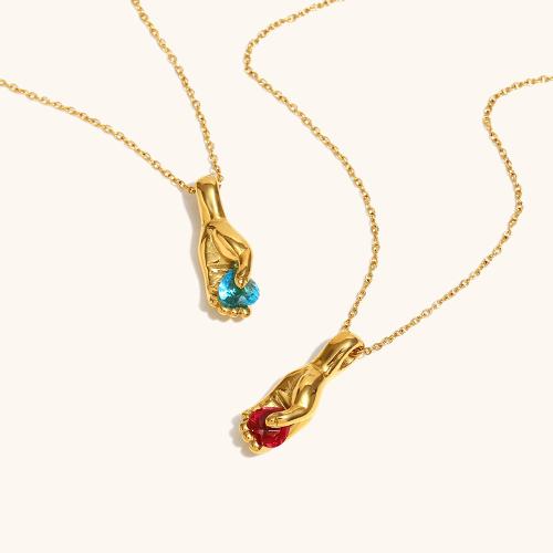 Нержавеющая сталь 304 Ожерелье, с кубический цирконий, 18K позолоченный, ювелирные изделия моды & Женский, Много цветов для выбора, продается PC