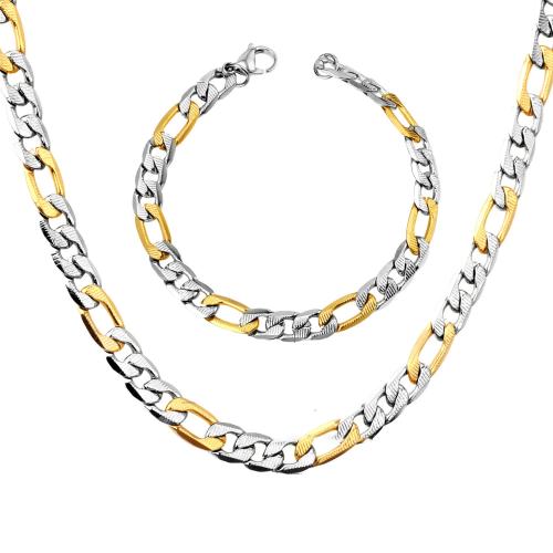 Acier inoxydable 304 parure de bijoux, Bracelet & collier, Placage, bijoux de mode & longueur différente pour le choix & unisexe, plus de couleurs à choisir, Vendu par fixé