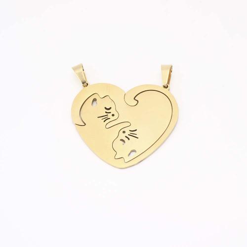 304 Stainless Steel Pendant, DIY & double-hole, golden 