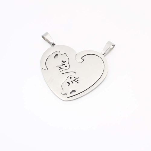 304 Stainless Steel Pendant, DIY & double-hole, original color 
