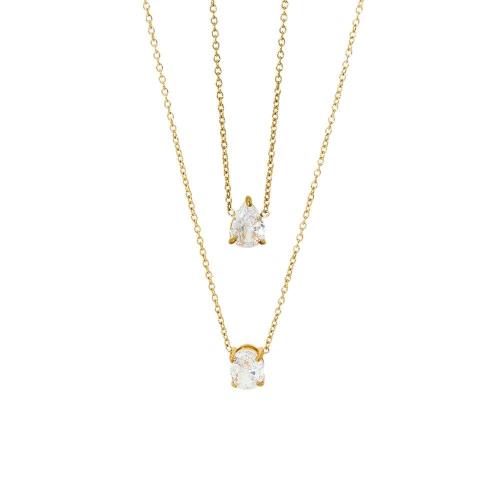 Нержавеющая сталь 304 Ожерелье, с кубический цирконий, 18K позолоченный, ювелирные изделия моды & Женский & водонепроницаемый, продается PC