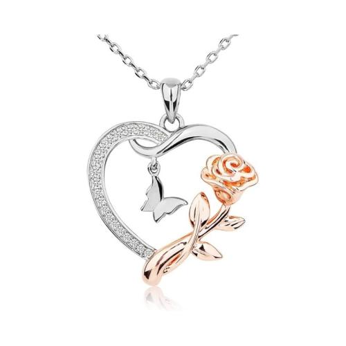 Rhinestone Zinc Alloy Necklace, plated, fashion jewelry & for woman & with rhinestone 