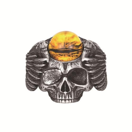 Acier inoxydable 304 bague, avec résine, crane, normes différentes pour le choix & pour homme & noircir, couleur originale Vendu par PC