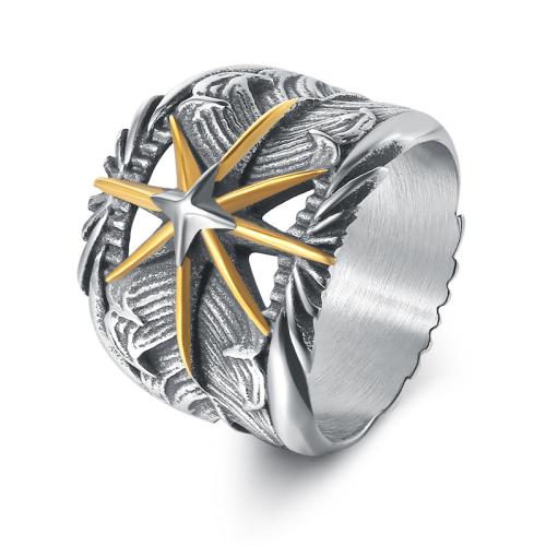 Acier inoxydable 304 bague, forme de plume, Placage, normes différentes pour le choix & pour homme & noircir Vendu par PC