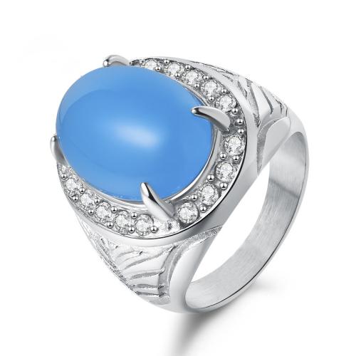 Acier inoxydable 304 bague, avec saphir, normes différentes pour le choix & pour homme & avec strass, couleur originale Vendu par PC