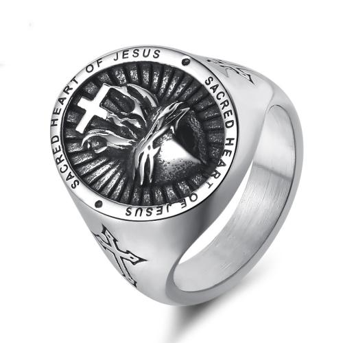 Acier inoxydable 304 bague, croix, normes différentes pour le choix & pour homme & noircir, couleur originale Vendu par PC