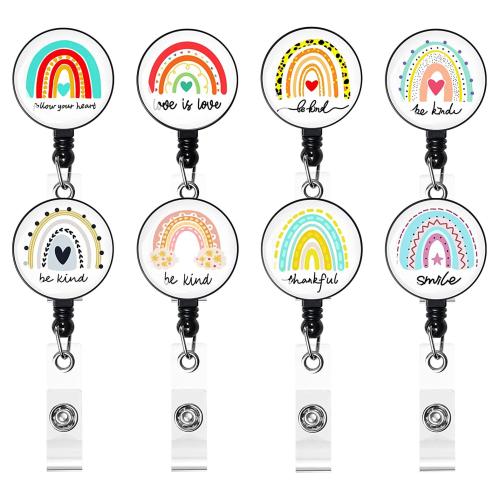 ABS Plastic Badge Holder, with Nylon Cord, Round, stretchable & Unisex & epoxy gel 