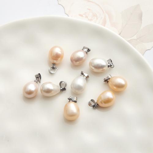 Freshwater Pearl Pendants, with Alloy, Teardrop, gold color plated, fashion jewelry 