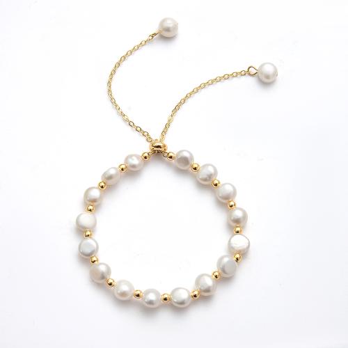 perle d'eau douce cultivée bracelet, avec Alliage, Irrégulière, Placage de couleur d'or, bijoux de mode, plus de couleurs à choisir, Diamètre inté Environ 60mm, Vendu par PC[