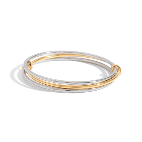 Acier inoxydable 304 bracelet ordinaire, Placage, trois couches & pour femme & deux tons, Vendu par PC