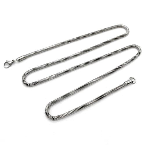 Parures de bijoux en acier inoxydable, Acier inoxydable 304, Placage, Chaîne bl & longueur différente pour le choix & unisexe & styles différents pour le choix, couleur originale .2mm, Vendu par PC