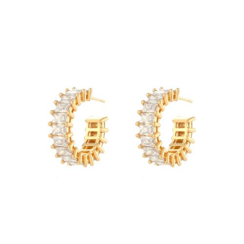 Stainless Steel Cubic Zirconia Stud Earring, 316L Stainless Steel, with Cubic Zirconia, 18K gold plated, fashion jewelry & for woman 