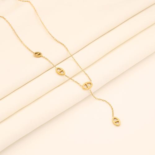 304 Edelstahl Franse Halskette, plattiert, Modeschmuck & verschiedene Stile für Wahl & für Frau, goldfarben, verkauft von PC