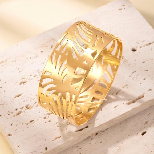 304 Stainless Steel Bangle, plated, fashion jewelry & for woman & hollow, golden 
