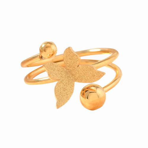 Acier inoxydable 304 Cuff Bague, Placage, normes différentes pour le choix & pour femme & givré, doré, Vendu par PC