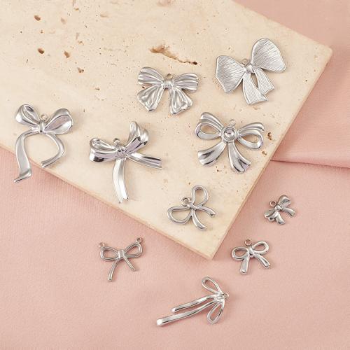 Acier inoxydable 304 Pendentif, Noeud papillon, Placage de couleur argentée, DIY & styles différents pour le choix, argent, Vendu par PC