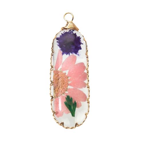 Pendentifs en Résine laiton , avec Fleurs séchées & résine, Placage, DIY & autocollant époxyde, plus de couleurs à choisir Vendu par PC
