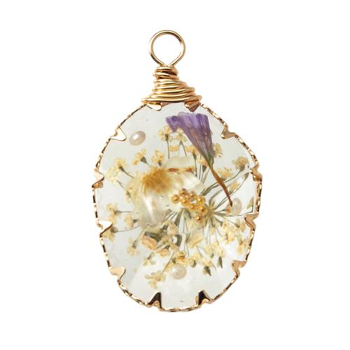 Pendentifs en Résine laiton , avec Fleurs séchées & résine, larme, Placage, DIY & autocollant époxyde, plus de couleurs à choisir Vendu par PC