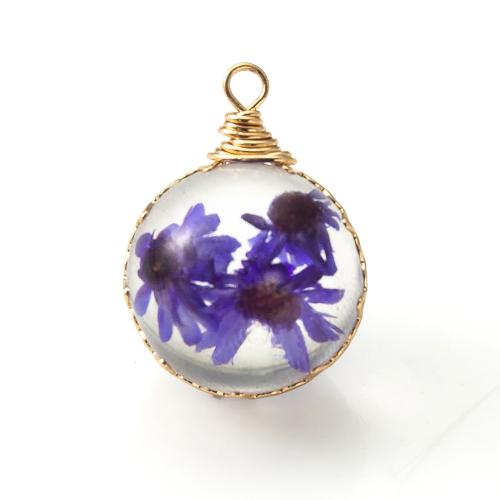 Pendentifs en Résine laiton , avec Fleurs séchées & résine, Placage, DIY & autocollant époxyde, plus de couleurs à choisir Vendu par PC
